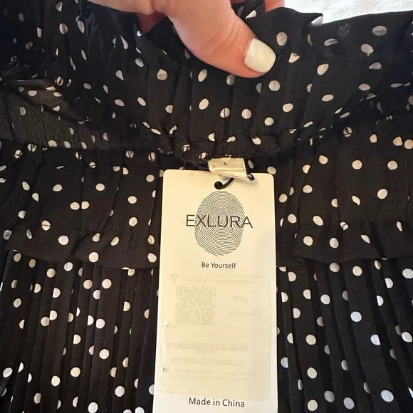 EXLURA women’s high waisted polka dot pleated midi skirt - Picture 8 of 9